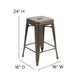 Gun Metal |#| 4 Pack 24inch High Metal Indoor Counter Bar Stool - Stackable Stool, Gun Metal Gray