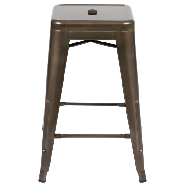 Gun Metal |#| 4 Pack 24inch High Metal Indoor Counter Bar Stool - Stackable Stool, Gun Metal Gray