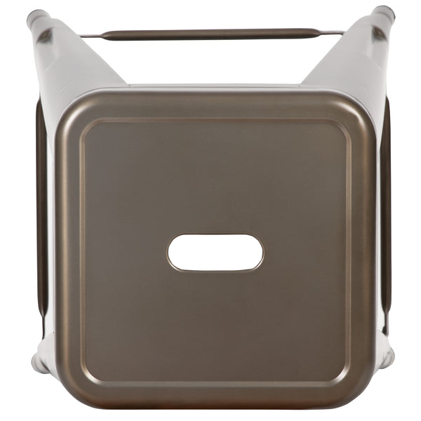 Gun Metal |#| 4 Pack 24inch High Metal Indoor Counter Bar Stool - Stackable Stool, Gun Metal Gray