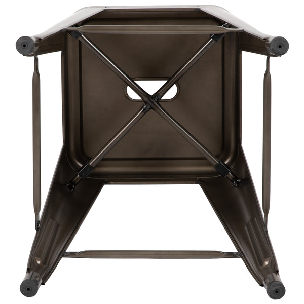 Gun Metal |#| 4 Pack 24inch High Metal Indoor Counter Bar Stool - Stackable Stool, Gun Metal Gray