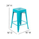 Teal |#| 4 Pack 24inch High Metal Indoor Counter Bar Stool - Stackable Stool, Teal