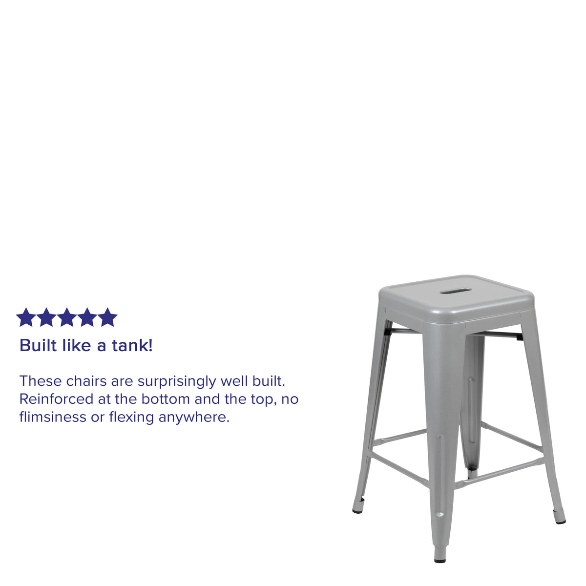 Silver |#| 4 Pack 24inch High Metal Indoor Counter Bar Stool - Stackable Stool, Silver