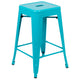Teal |#| 4 Pack 24inch High Metal Indoor Counter Bar Stool - Stackable Stool, Teal