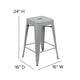 Silver |#| 4 Pack 24inch High Metal Indoor Counter Bar Stool - Stackable Stool, Silver