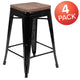 Black |#| 4 Pack 24inch High Metal Indoor Counter Bar Stool - Stackable Stool, Black