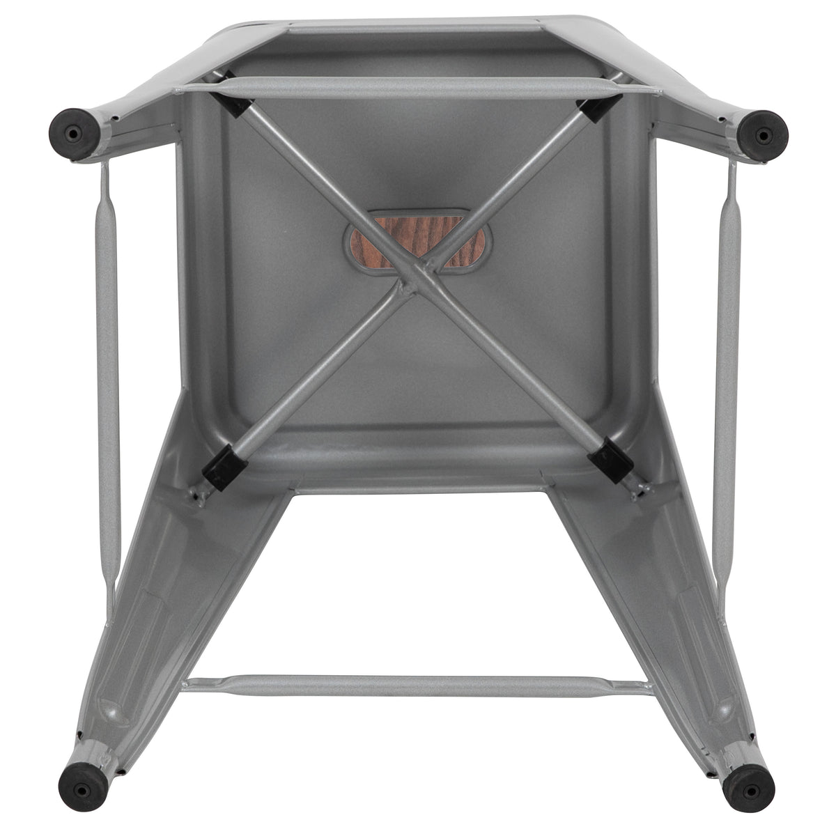 Silver |#| 4 Pack 24inch High Metal Indoor Counter Bar Stool - Stackable Stool, Silver