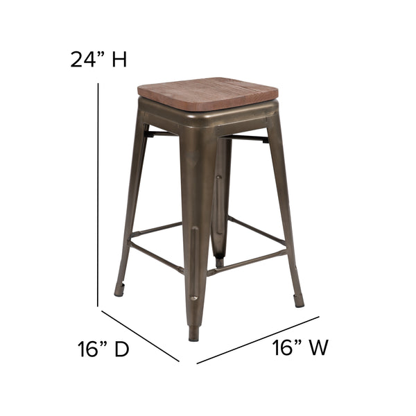Gun Metal |#| 4 Pack 24inch High Metal Indoor Counter Bar Stool - Stackable Stool, Gun Metal Gray