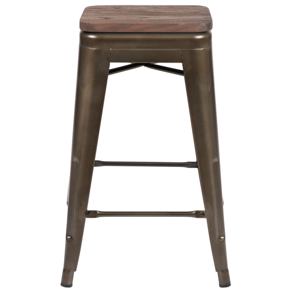 Gun Metal |#| 4 Pack 24inch High Metal Indoor Counter Bar Stool - Stackable Stool, Gun Metal Gray