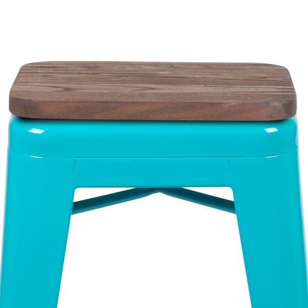 Teal |#| 4 Pack 24inch High Metal Indoor Counter Bar Stool - Stackable Stool, Teal
