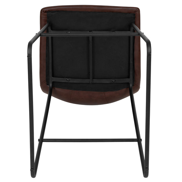 Dark Brown |#| Set of 2 Kitchen Counter Height Stool - 24 Inch Dark Brown LeatherSoft Barstool