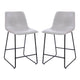 Light Gray |#| Set of 2 Kitchen Counter Height Stool - 24 Inch Light Gray LeatherSoft Barstool