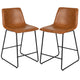 Light Brown |#| Set of 2 Kitchen Counter Height Stool - 24 Inch Light Brown LeatherSoft Barstool