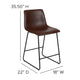Dark Brown |#| Set of 2 Kitchen Counter Height Stool - 24 Inch Dark Brown LeatherSoft Barstool