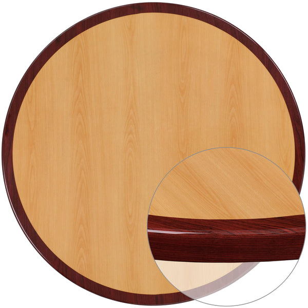 24inch Round High-Gloss Cherry & Mahogany Resin Table Top with 2inch Thick Drop-Lip
