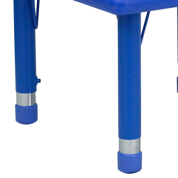 Blue |#| 24inch Square Blue Plastic Height Adjustable Activity Table