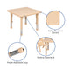 Natural |#| 24inch Square Natural Plastic Height Adjustable Activity Table - School Table for 4