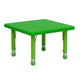 Green |#| 24inch Square Green Plastic Height Adjustable Activity Table