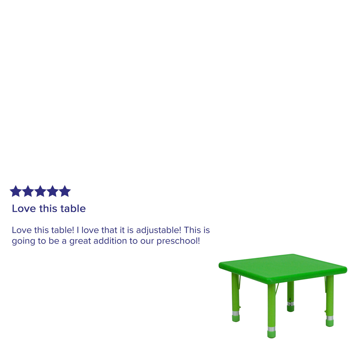 Green |#| 24inch Square Green Plastic Height Adjustable Activity Table