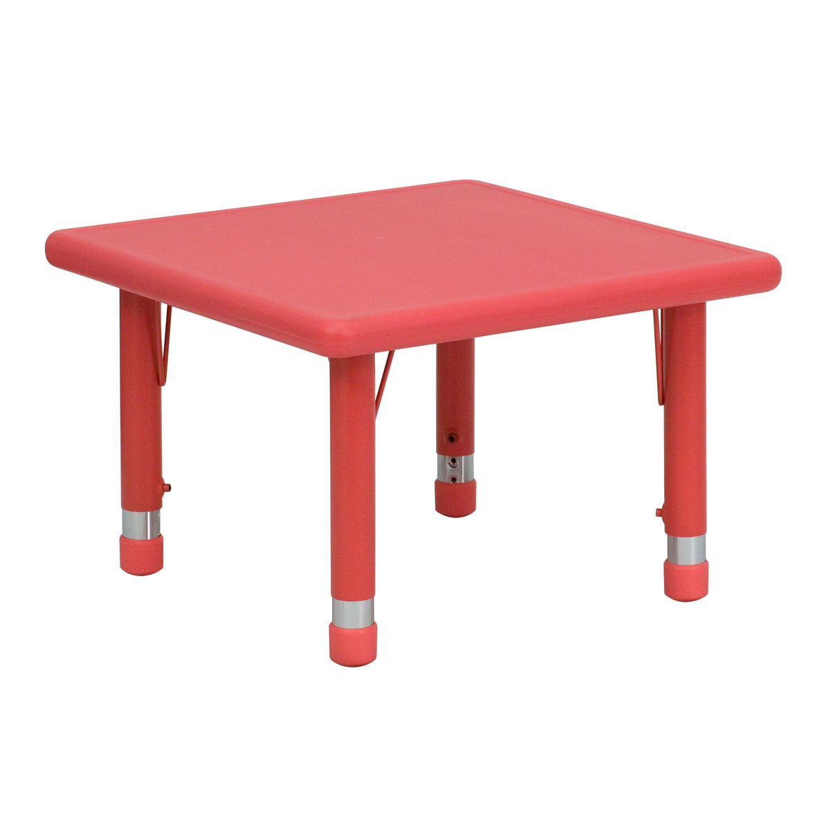 Red |#| 24inch Square Red Plastic Height Adjustable Activity Table