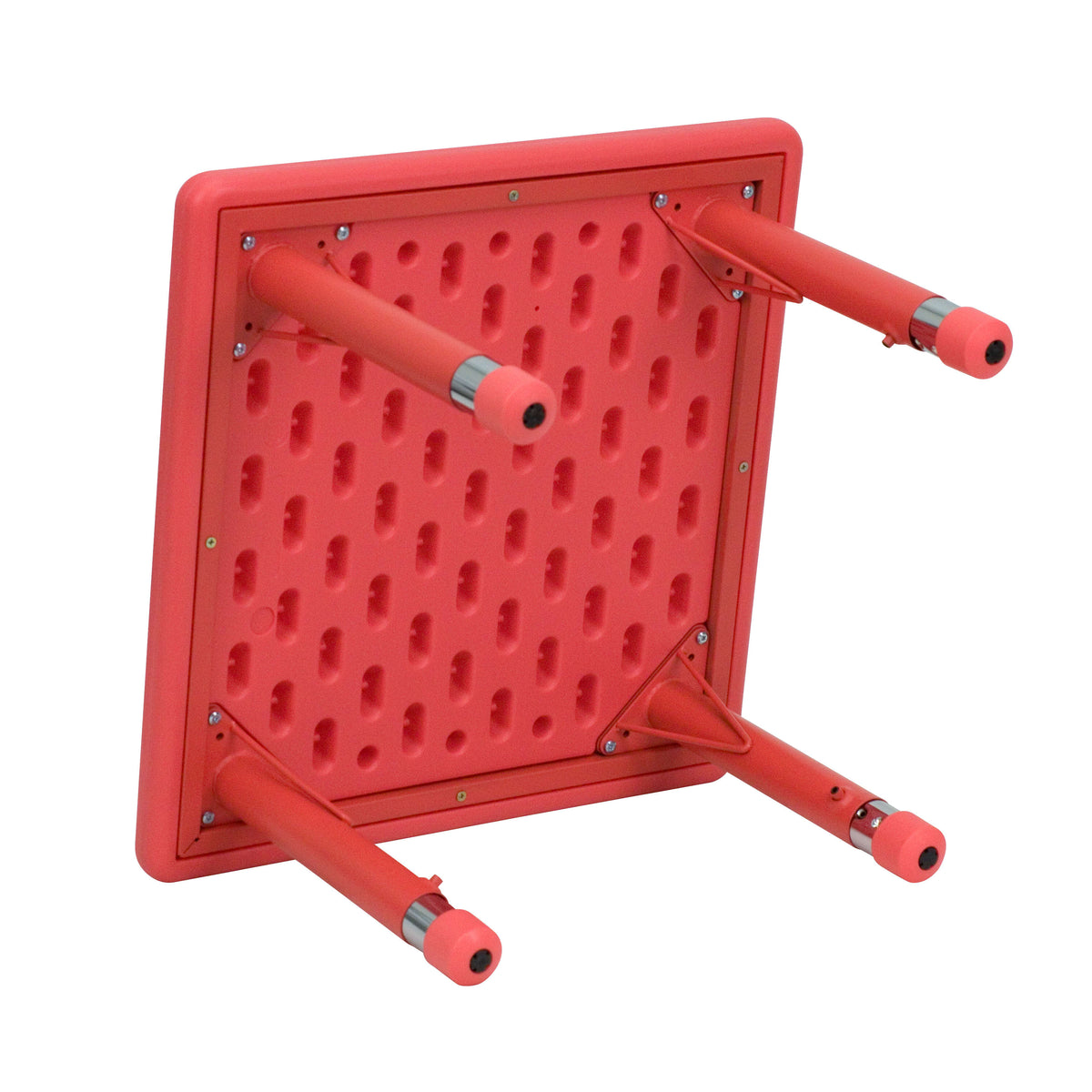 Red |#| 24inch Square Red Plastic Height Adjustable Activity Table