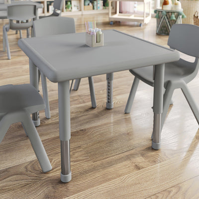 24" Square Plastic Height Adjustable Activity Table - School Table for 4 - View 2