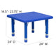 Blue |#| 24inch Square Blue Plastic Height Adjustable Activity Table Set with 2 Chairs