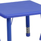 Blue |#| 24inch Square Blue Plastic Height Adjustable Activity Table Set with 2 Chairs