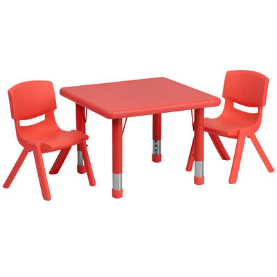24" Square Plastic Height Adjustable Activity Table Set with 2 Chairs - View 1