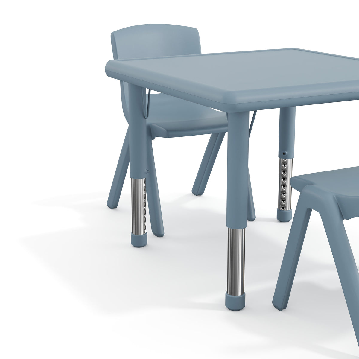 Dusty Blue |#| 3 PC Plastic Activity Table and 2 Chairs Set, 10.5" Seat Height-Dusty Blue