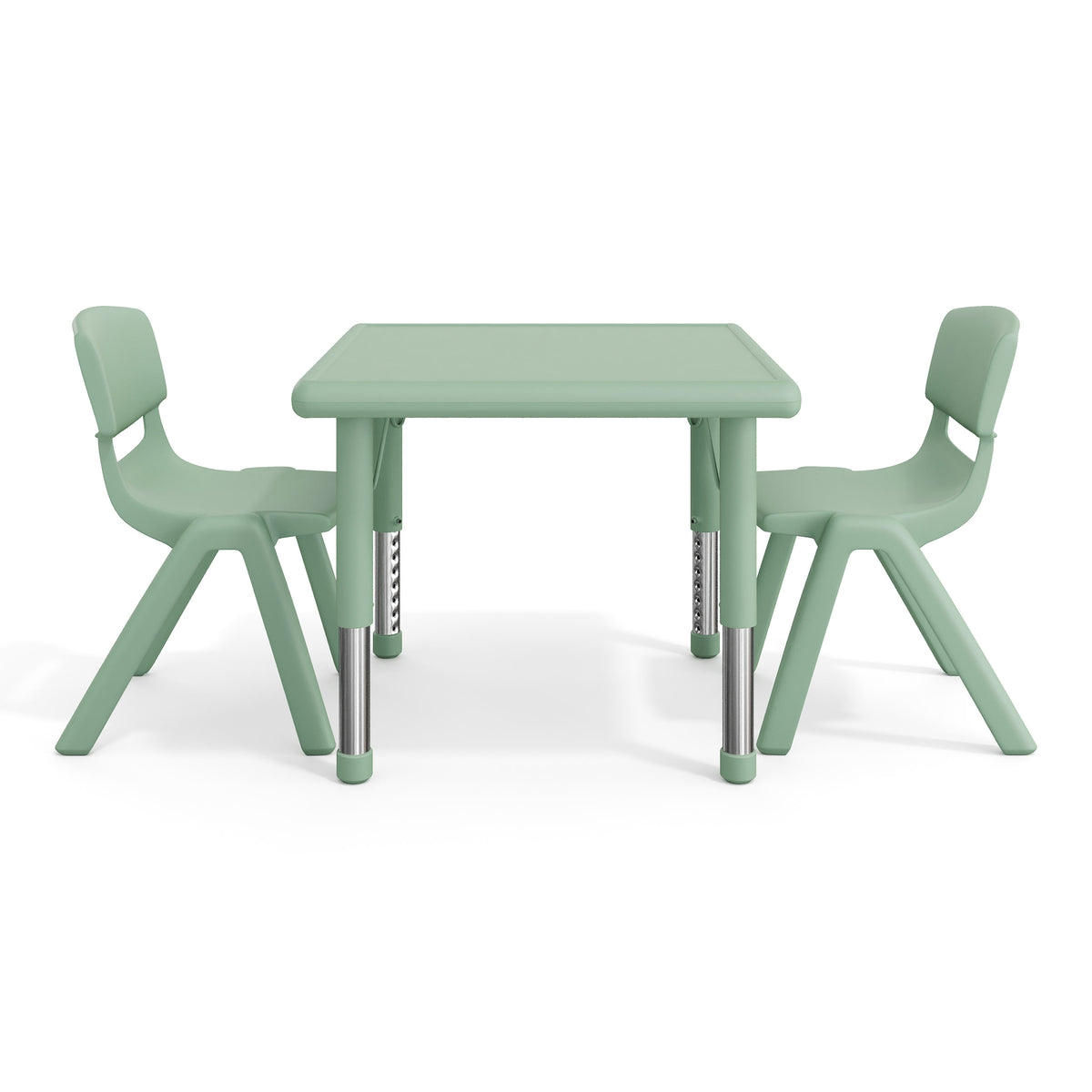 Sage |#| 3 PC Plastic Activity Table and 2 Chairs Set, 10.5" Seat Height-Sage