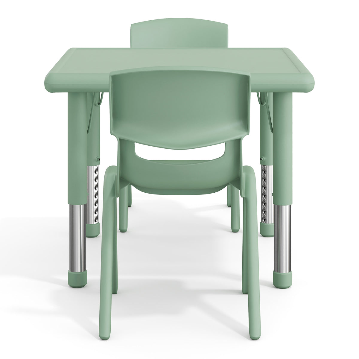 Sage |#| 3 PC Plastic Activity Table and 2 Chairs Set, 10.5" Seat Height-Sage