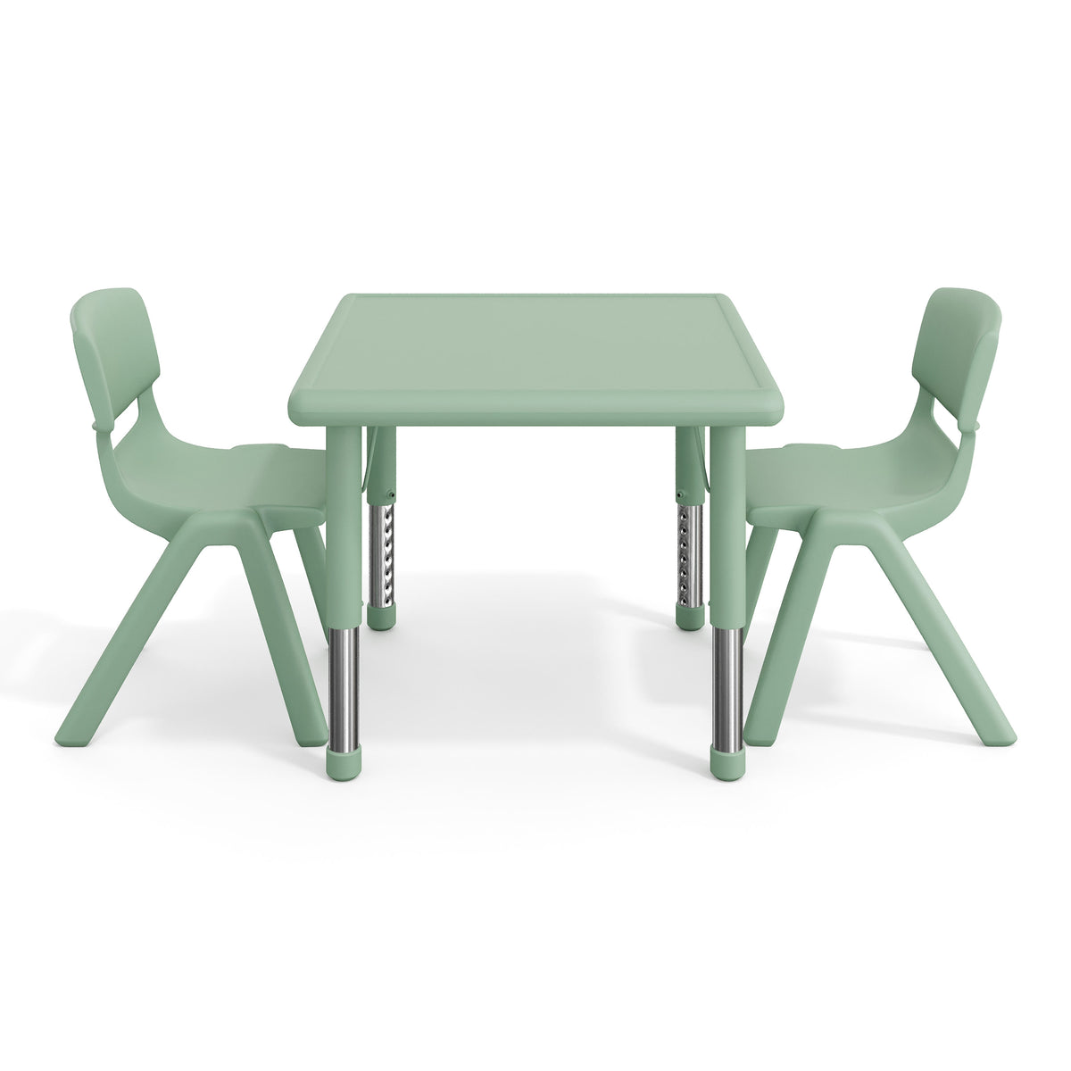 Sage |#| 3 PC Plastic Activity Table and 2 Chairs Set, 10.5" Seat Height-Sage