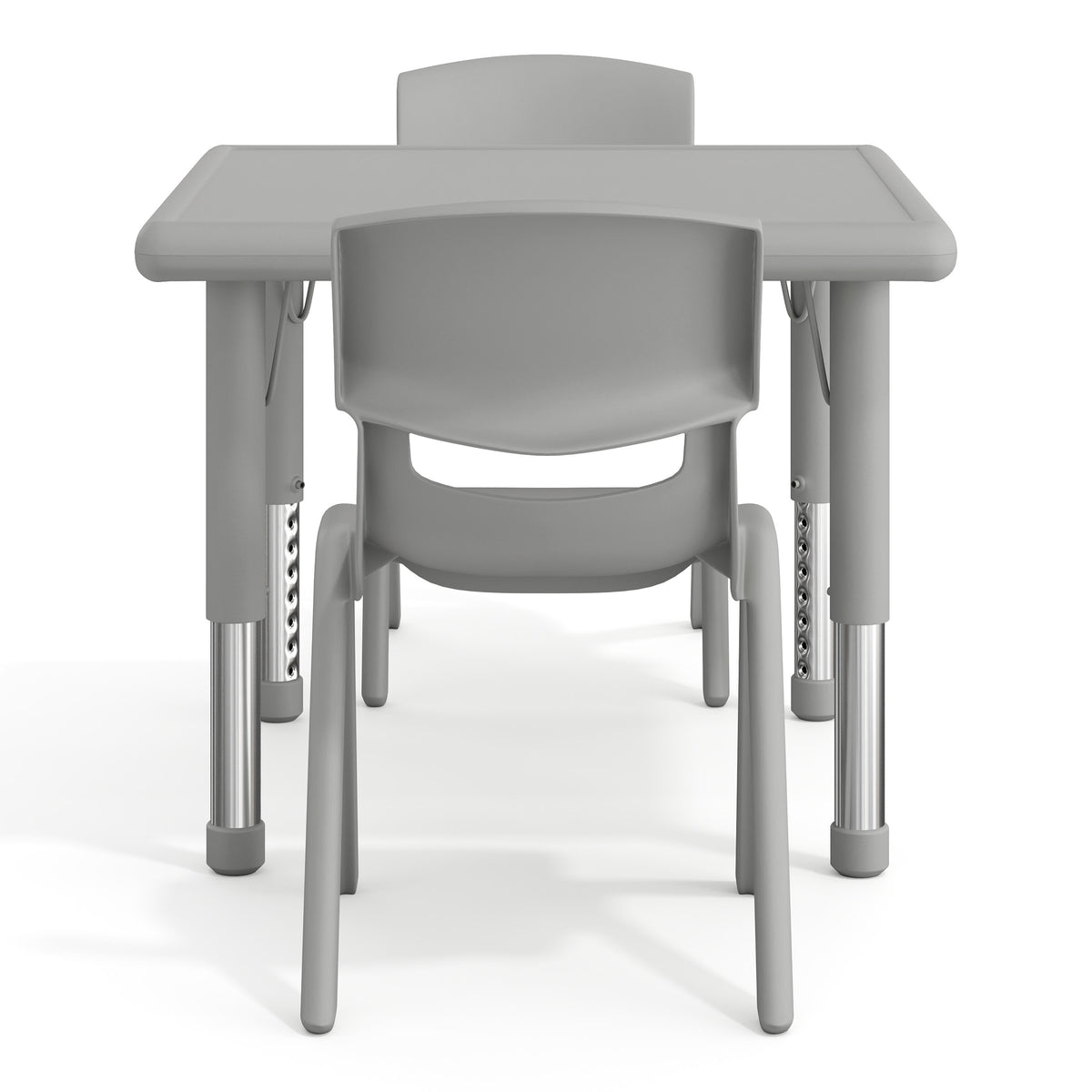 Soft Gray |#| 3 PC Plastic Activity Table and 2 Chairs Set, 10.5" Seat Height-Soft Gray