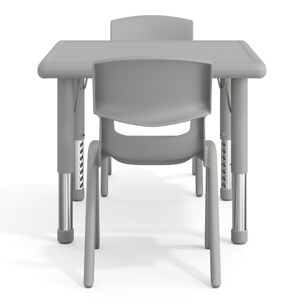 Soft Gray |#| 3 PC Plastic Activity Table and 2 Chairs Set, 10.5" Seat Height-Soft Gray