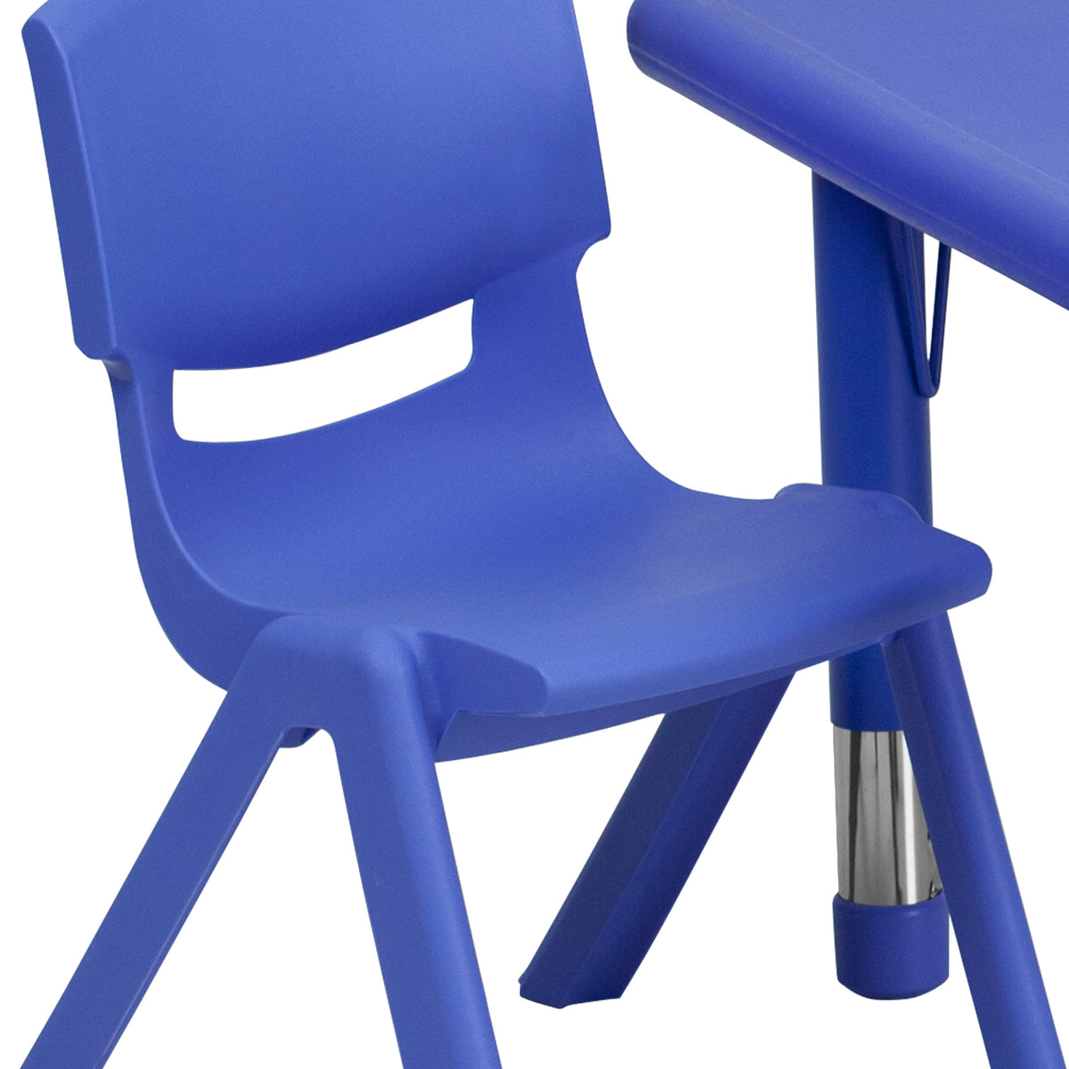 Blue |#| 24" Square Blue Plastic Height Adjustable Activity Table Set with 2 Chairs