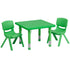 Green |#| 24" Square Green Plastic Height Adjustable Activity Table Set with 2 Chairs