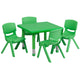 Green |#| 24inch Square Green Plastic Height Adjustable Activity Table Set with 4 Chairs