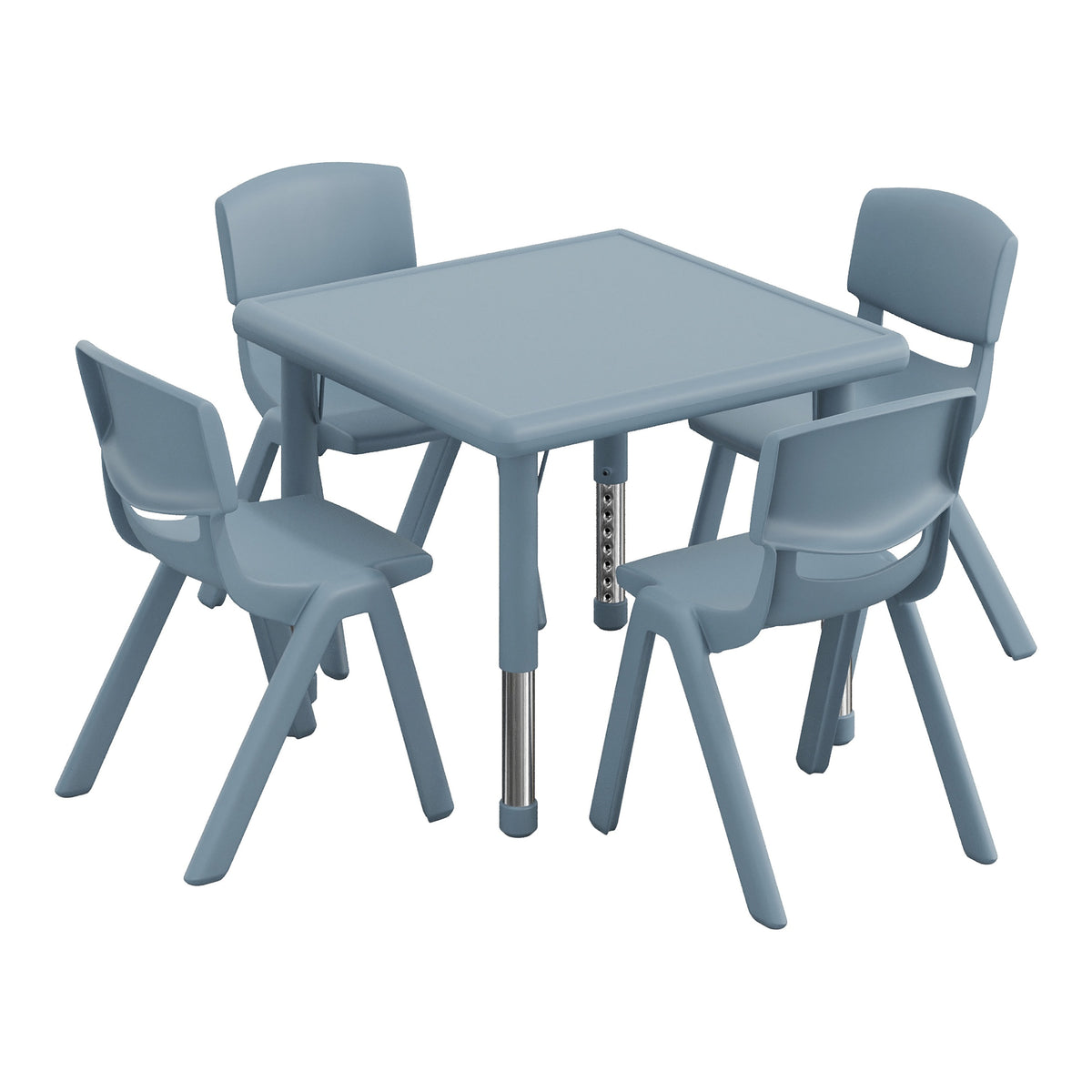 Dusty Blue |#| 5 PC Plastic Activity Table and 4 Chairs Set, 10.5" Seat Height-Dusty Blue