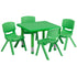 Green |#| 24" Square Green Plastic Height Adjustable Activity Table Set with 4 Chairs