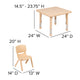 Natural |#| 24" Square Natural Plastic Height Adjustable Activity Table Set with 4 Chairs