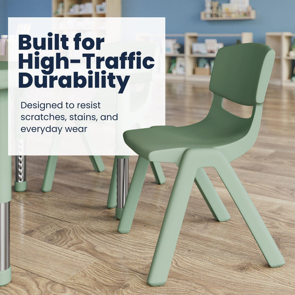 Sage |#| 5 PC Plastic Activity Table and 4 Chairs Set, 10.5" Seat Height-Sage