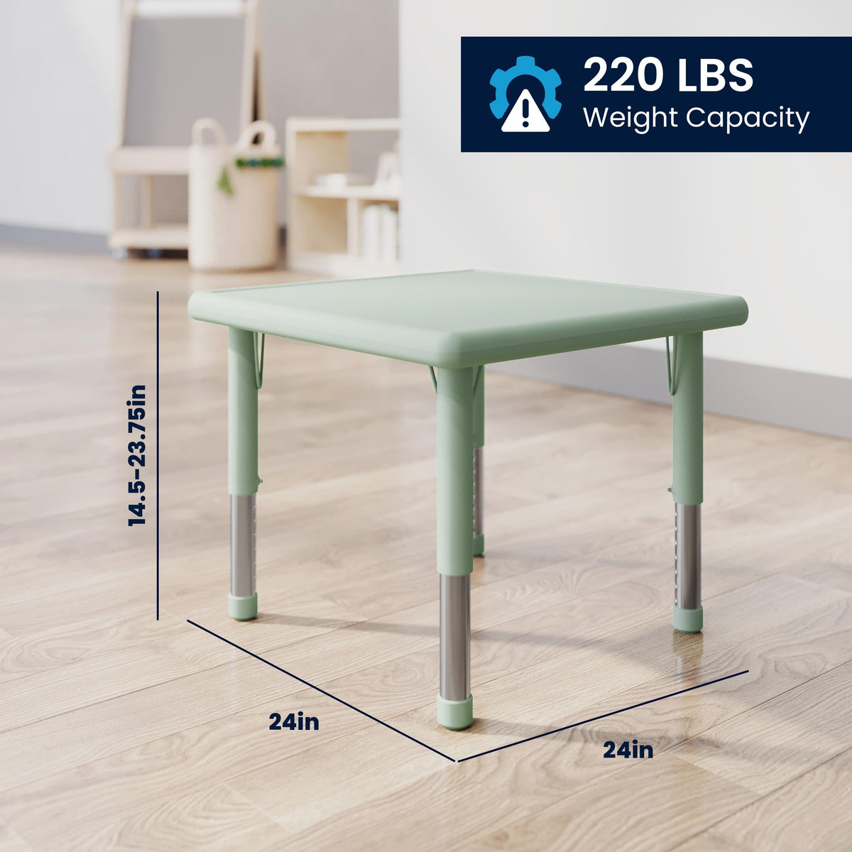 Sage |#| 5 PC Plastic Activity Table and 4 Chairs Set, 10.5" Seat Height-Sage