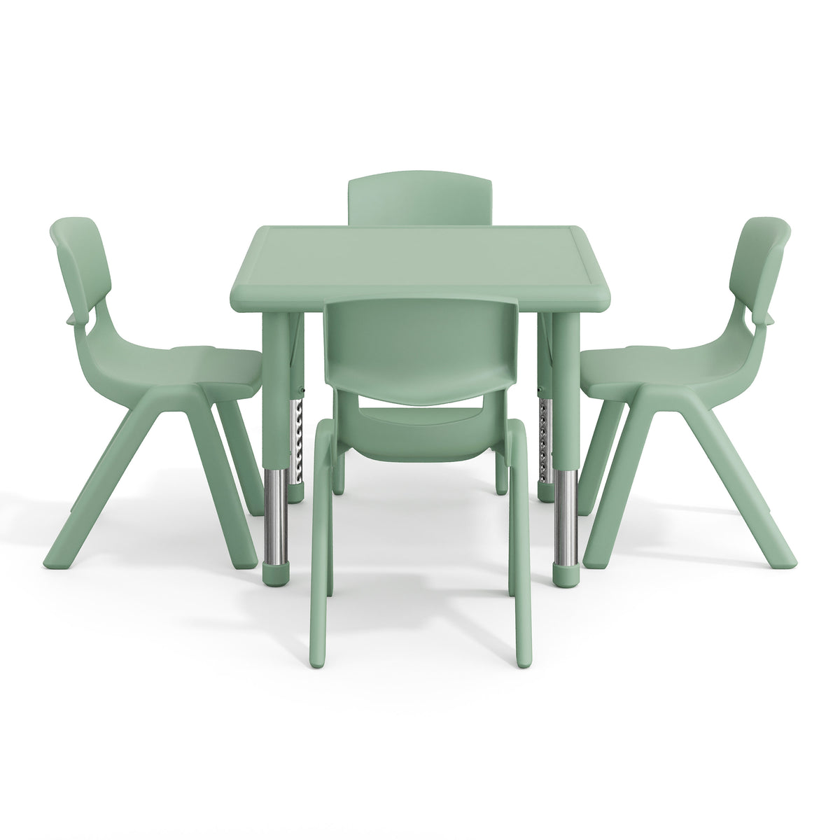 Sage |#| 5 PC Plastic Activity Table and 4 Chairs Set, 10.5" Seat Height-Sage