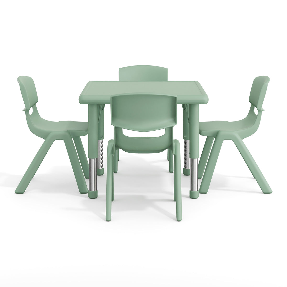 Sage |#| 5 PC Plastic Activity Table and 4 Chairs Set, 10.5" Seat Height-Sage