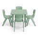 Sage |#| 5 PC Plastic Activity Table and 4 Chairs Set, 10.5" Seat Height-Sage