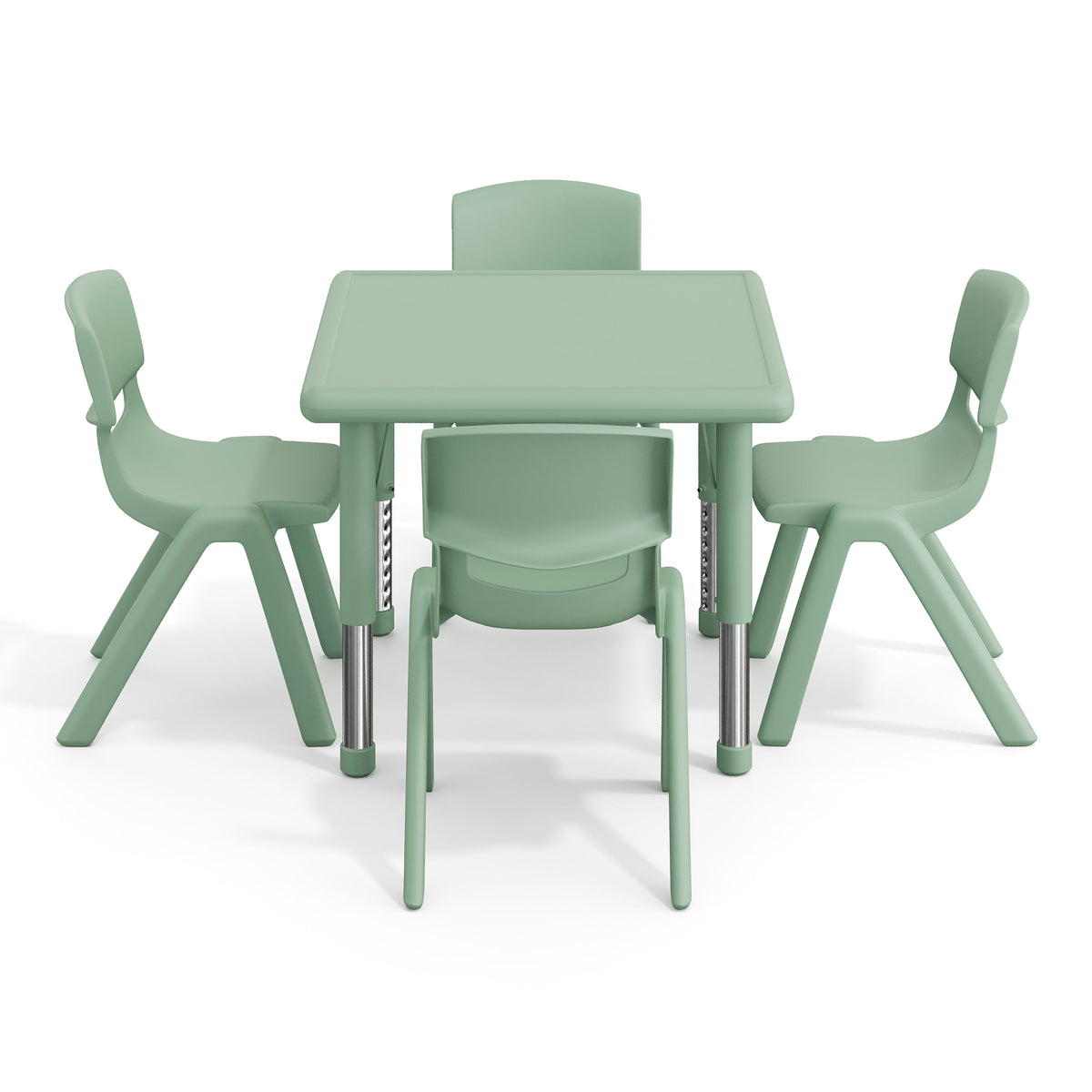 Sage |#| 5 PC Plastic Activity Table and 4 Chairs Set, 10.5" Seat Height-Sage