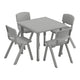 Soft Gray |#| 5 PC Plastic Activity Table and 4 Chairs Set, 10.5" Seat Height-Soft Gray