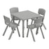 Soft Gray |#| 5 PC Plastic Activity Table and 4 Chairs Set, 10.5" Seat Height-Soft Gray