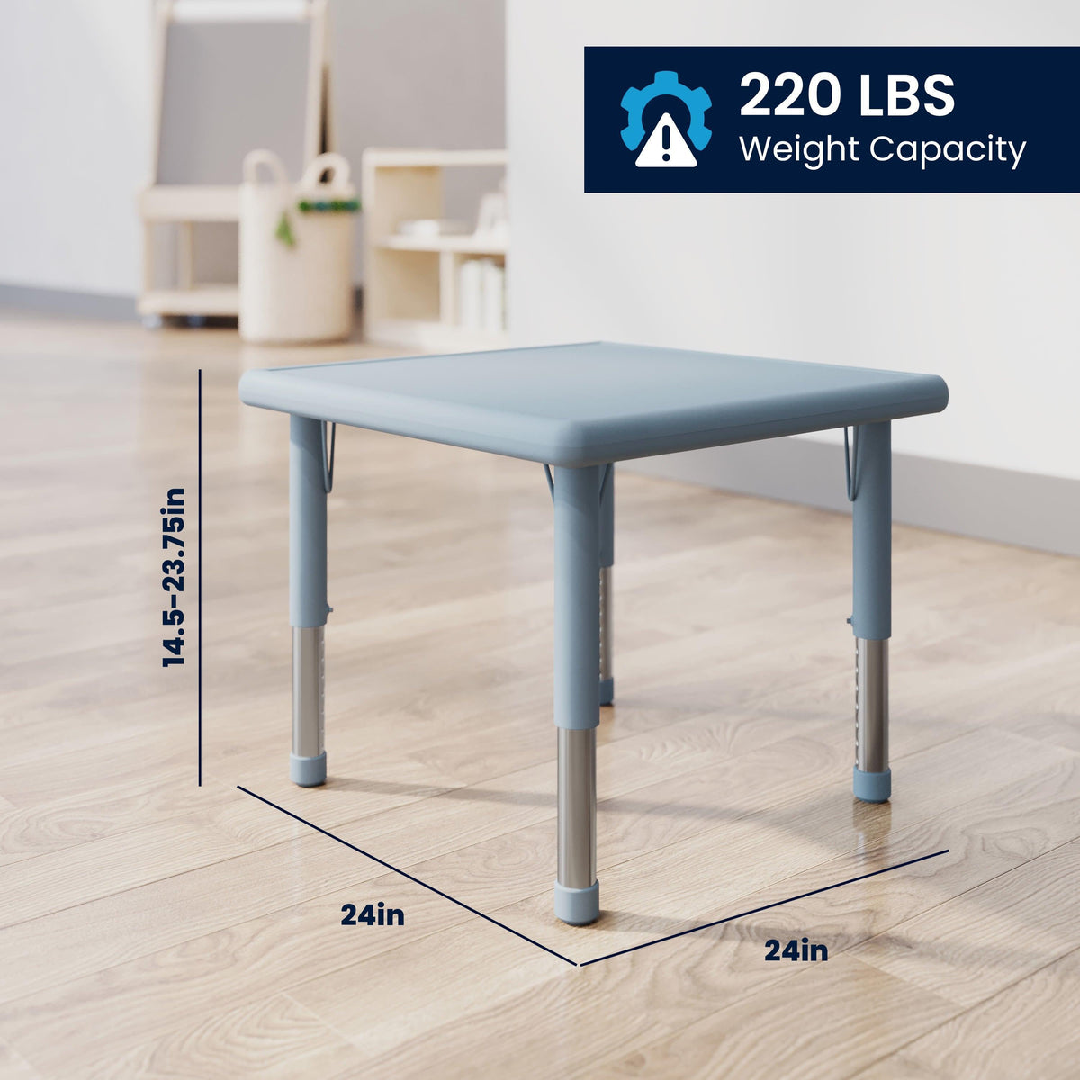 Dusty Blue |#| 5 PC Plastic Activity Table and 4 Chairs Set, 10.5" Seat Height-Dusty Blue