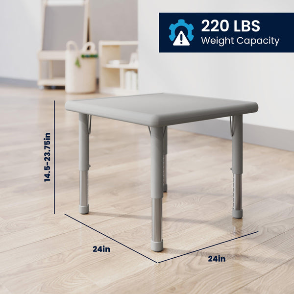 Soft Gray |#| 5 PC Plastic Activity Table and 4 Chairs Set, 10.5" Seat Height-Soft Gray
